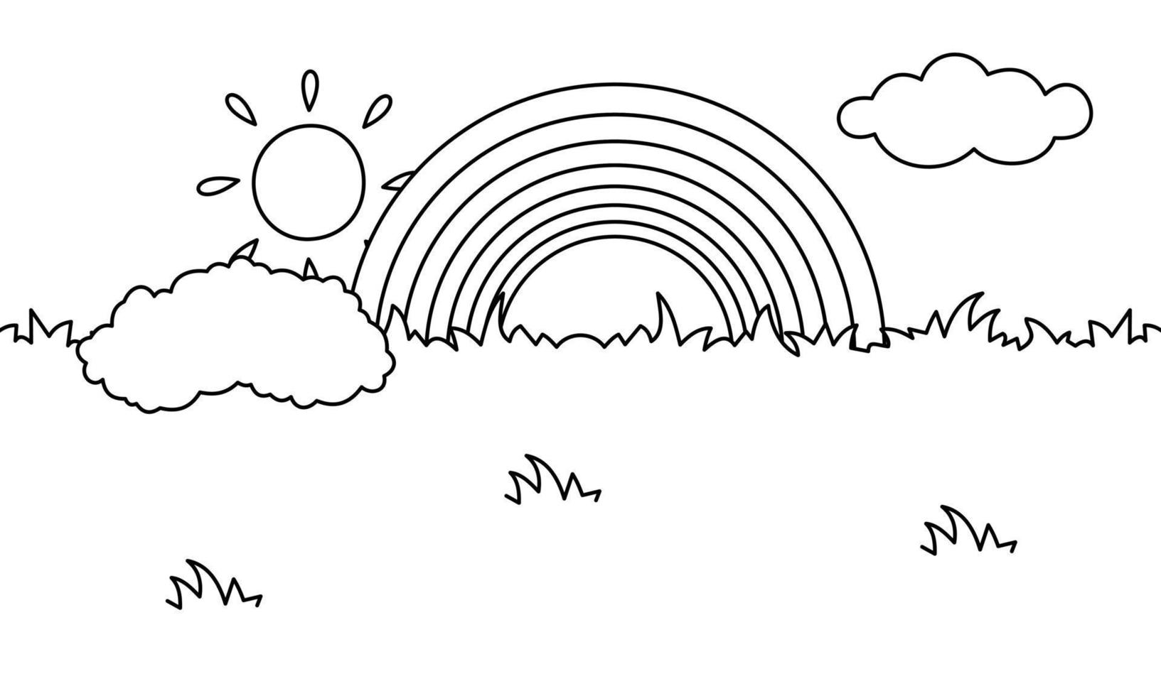 Regenbogen süße Malvorlagen Malbuch. Cartoon-Illustration. vektor