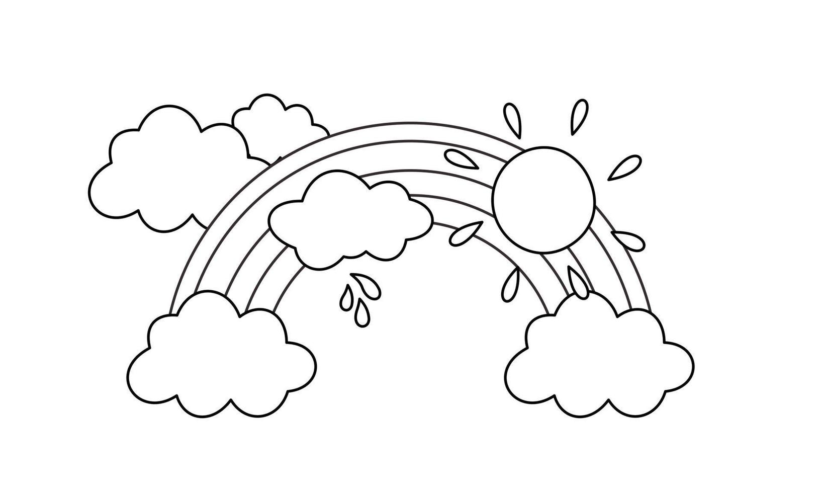 Regenbogen süße Malvorlagen Malbuch. Cartoon-Illustration. vektor