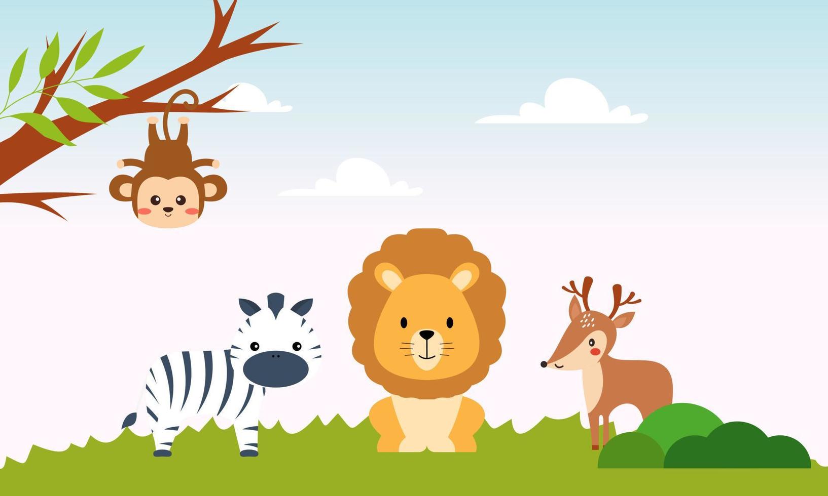 söt djungel djur i tecknad serie stil, vild djur, Zoo mönster för bakgrund illustration vektor