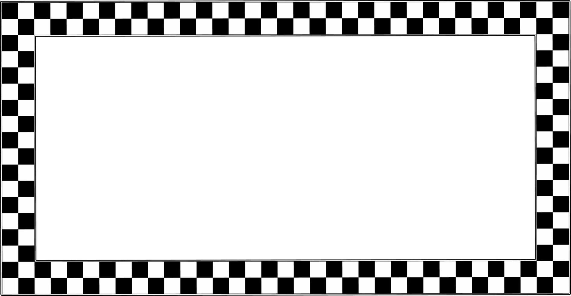 schwarz-weißes schachbrettmuster, rechteckiger rahmen mit kopierraum vektor