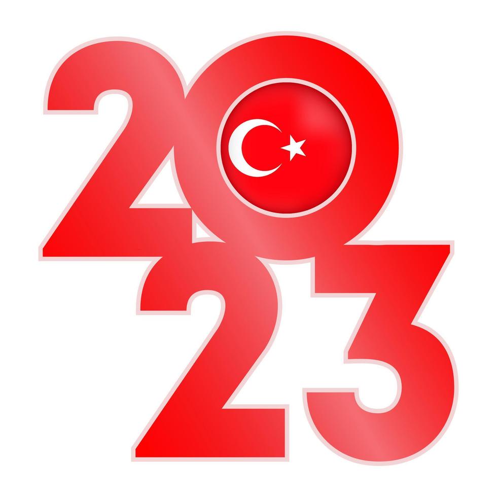 Frohes neues Jahr 2023 Banner mit türkischer Flagge im Inneren. Vektor-Illustration. vektor