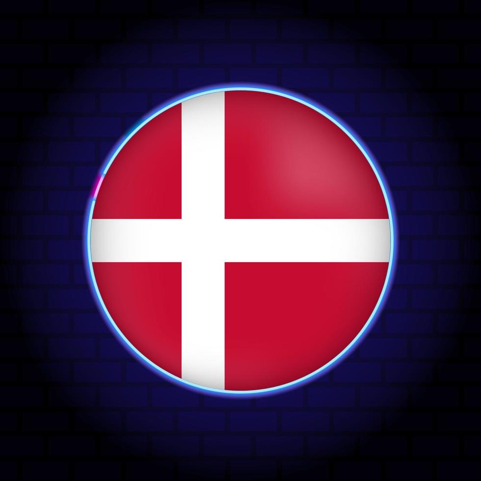 neon Danmark flagga. vektor illustration.