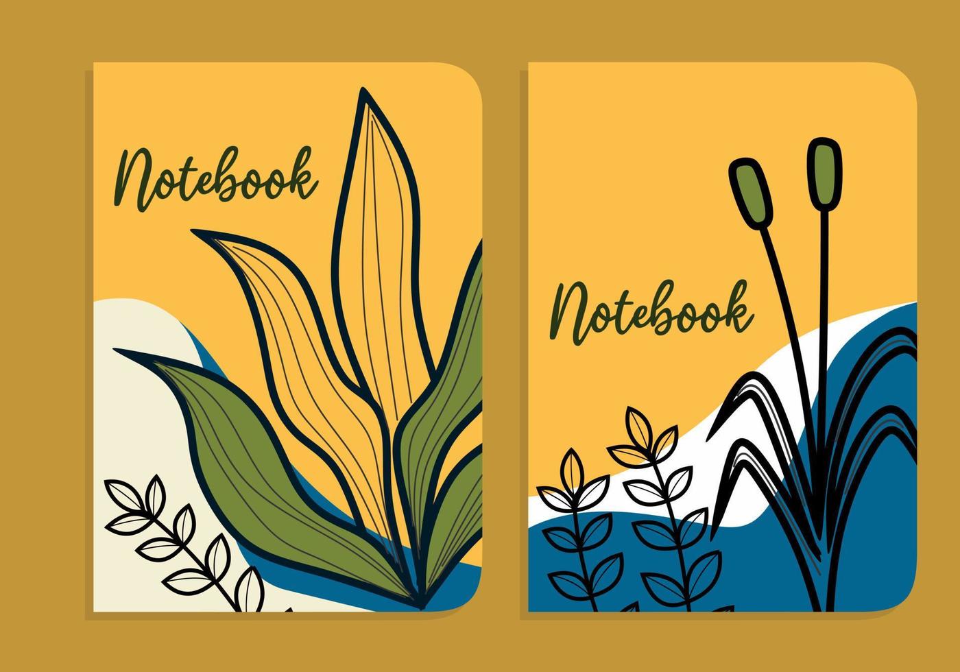 abstraktes botanisches notebook-cover-design in a4-layoutgröße. handgezeichneter ästhetischer hintergrund. für notizbücher, planer, broschüren, bücher, kataloge. vektor