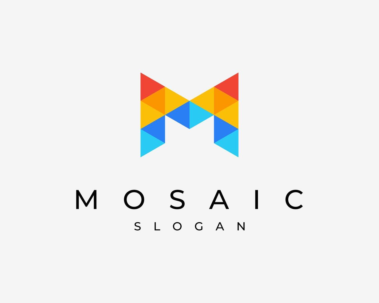 Buchstabe m Mosaik bunte mehrfarbige geometrische Geometrie modernes Monogramm-Vektor-Logo-Design vektor