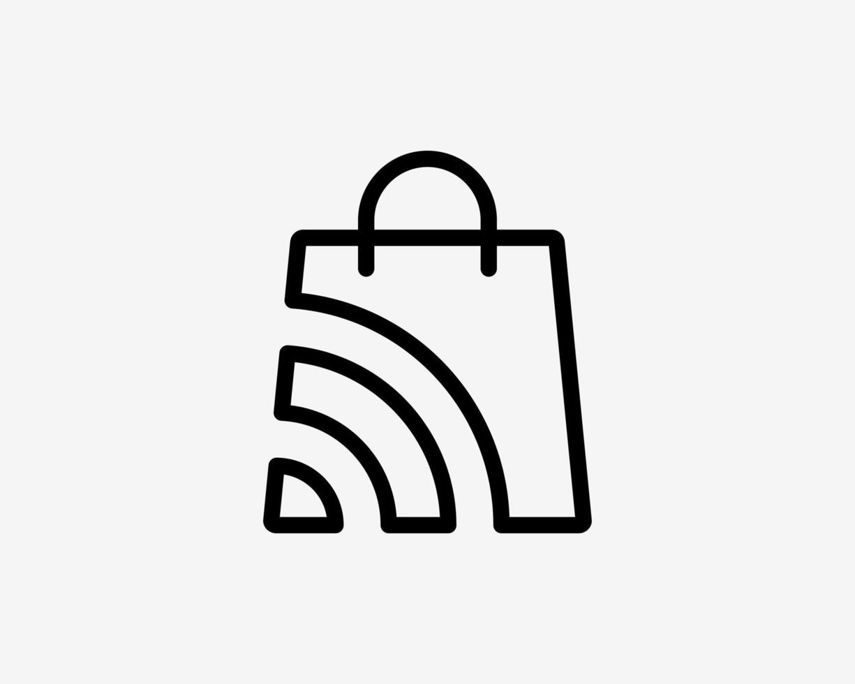 affär väska försäljning uppkopplad Lagra korg signal Vinka trådlös linje enkel ikon vektor logotyp design