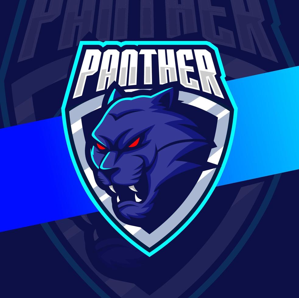 wütender pantherkopf maskottchen esport logo design charakter für sport und spiele vektor