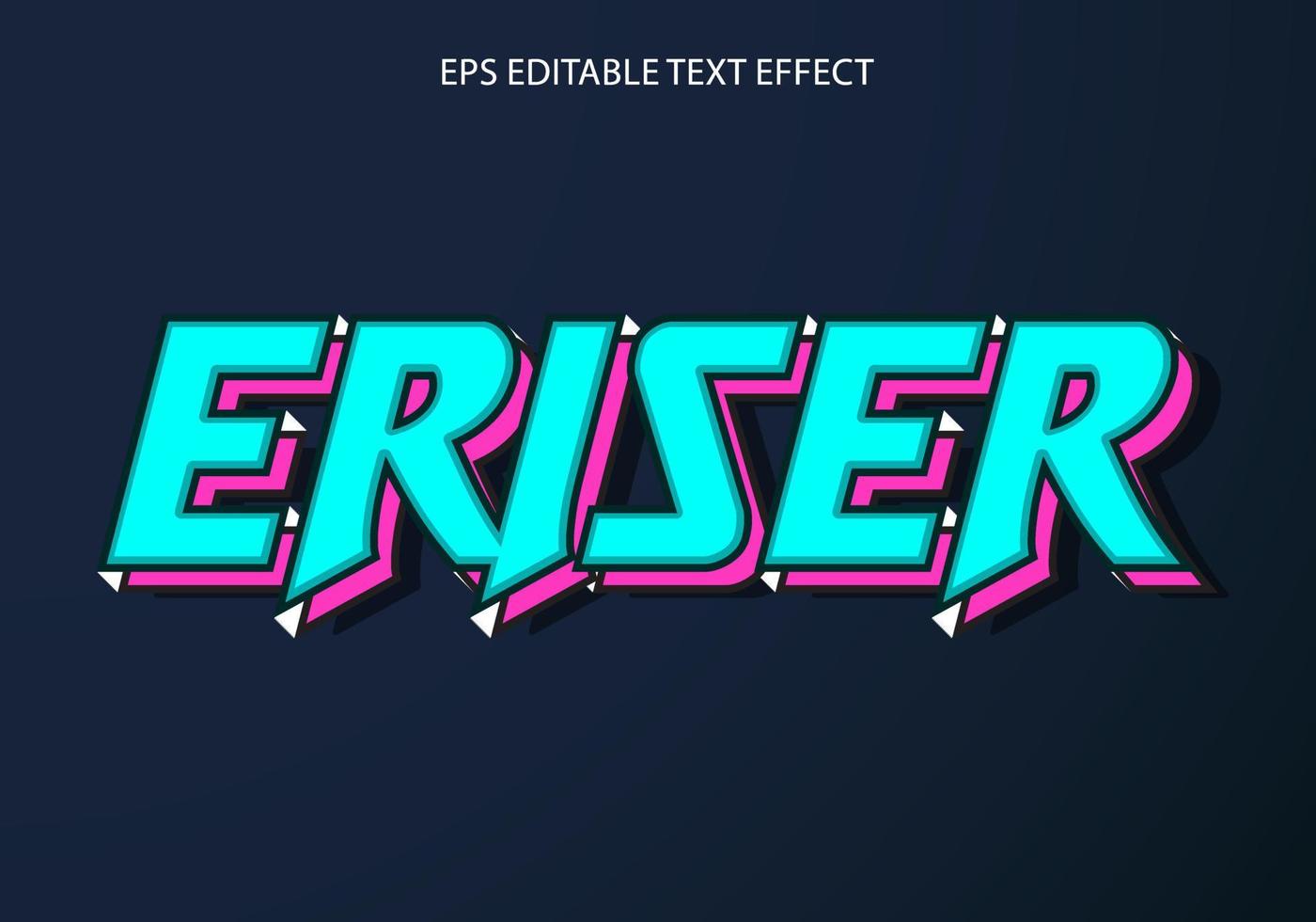 redigerbar 3d text effekt, text effekt stil, eriser redigerbar text effekt mall vektor