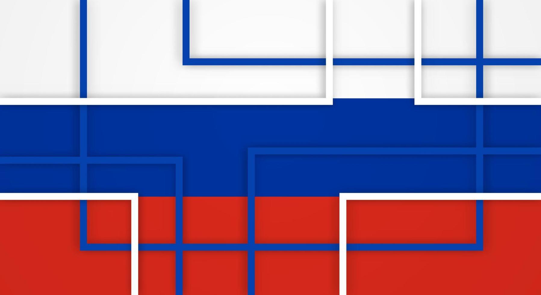 abstrakte geometrische quadratische streifenlinien papierschnitthintergrund mit flagge von russland vektor