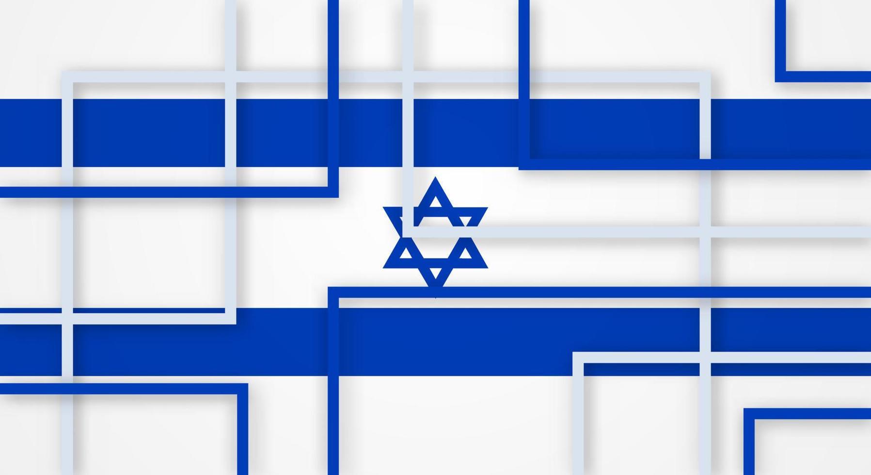 abstrakte geometrische quadratische streifenlinien papierschnitthintergrund mit flagge von israel vektor