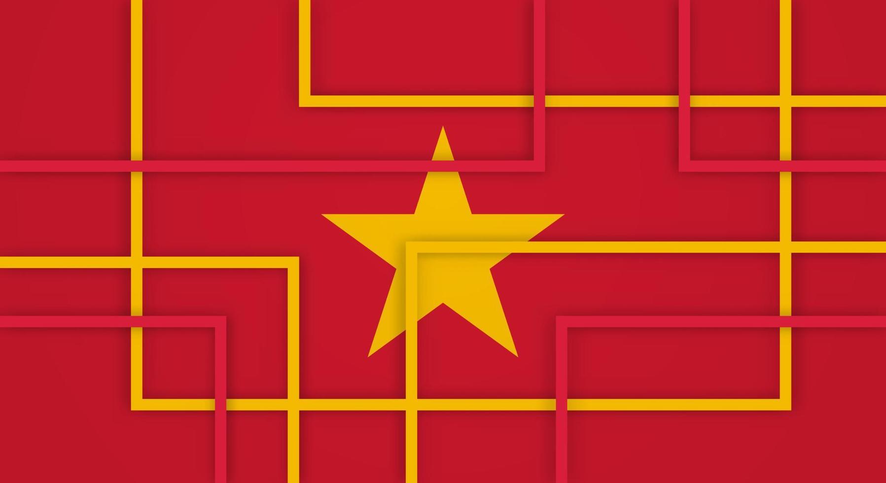 abstrakt geometrisk fyrkant Ränder rader papperssår bakgrund med flagga av vietnam vektor