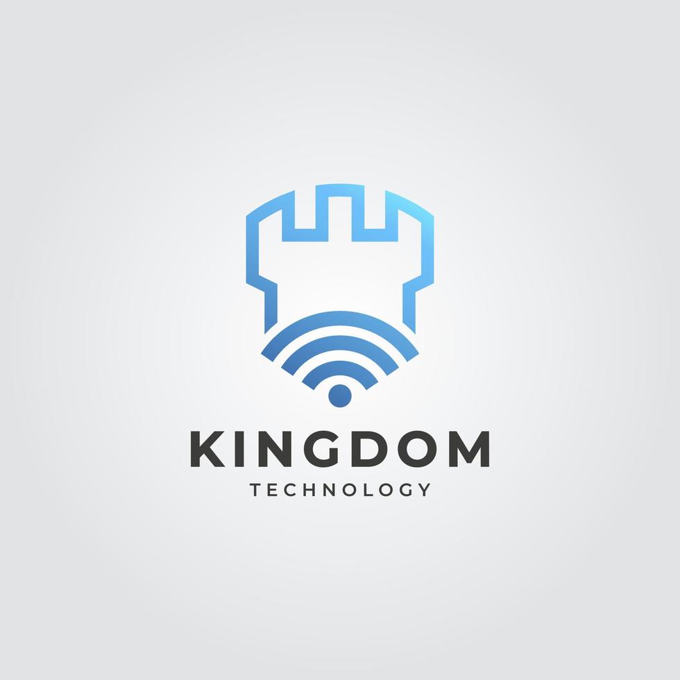 internet trådlös med slott logotyp med linje konst teknologi begrepp vektor