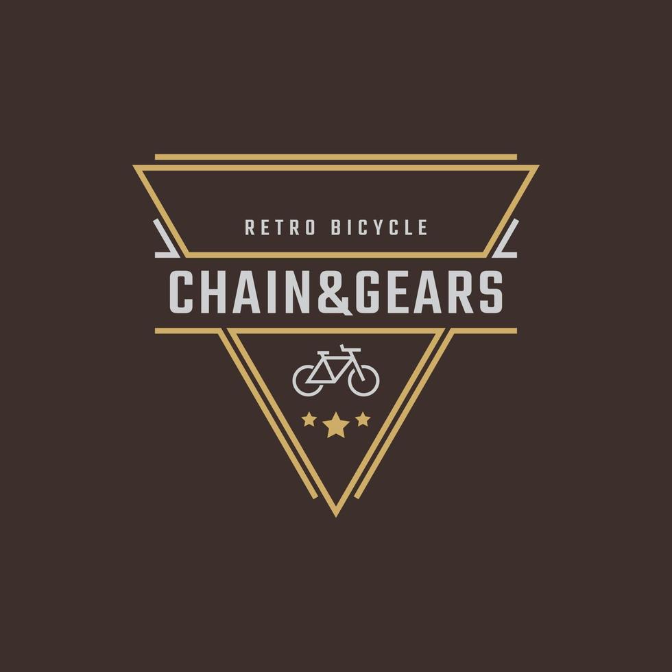 årgång retro bricka emblem logotyp cykel logotyp design linjär stil vektor