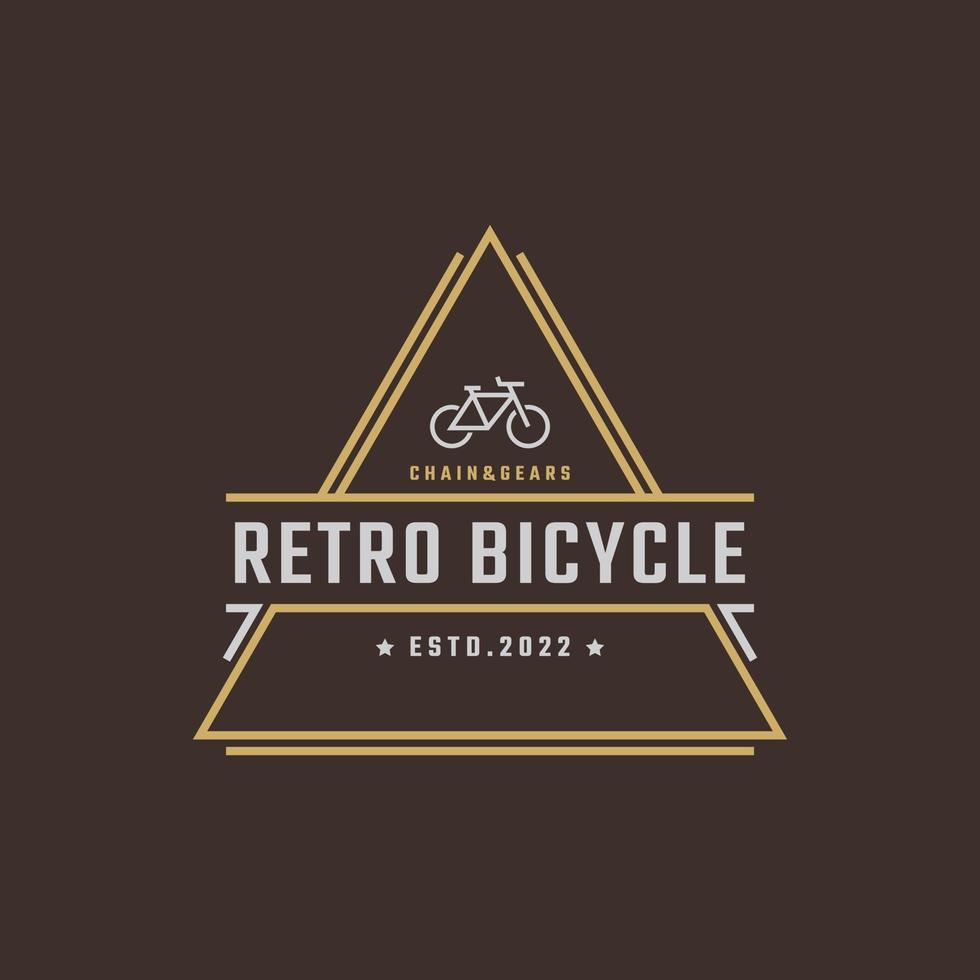vintage retro abzeichen emblem logo fahrrad logo design linearen stil vektor
