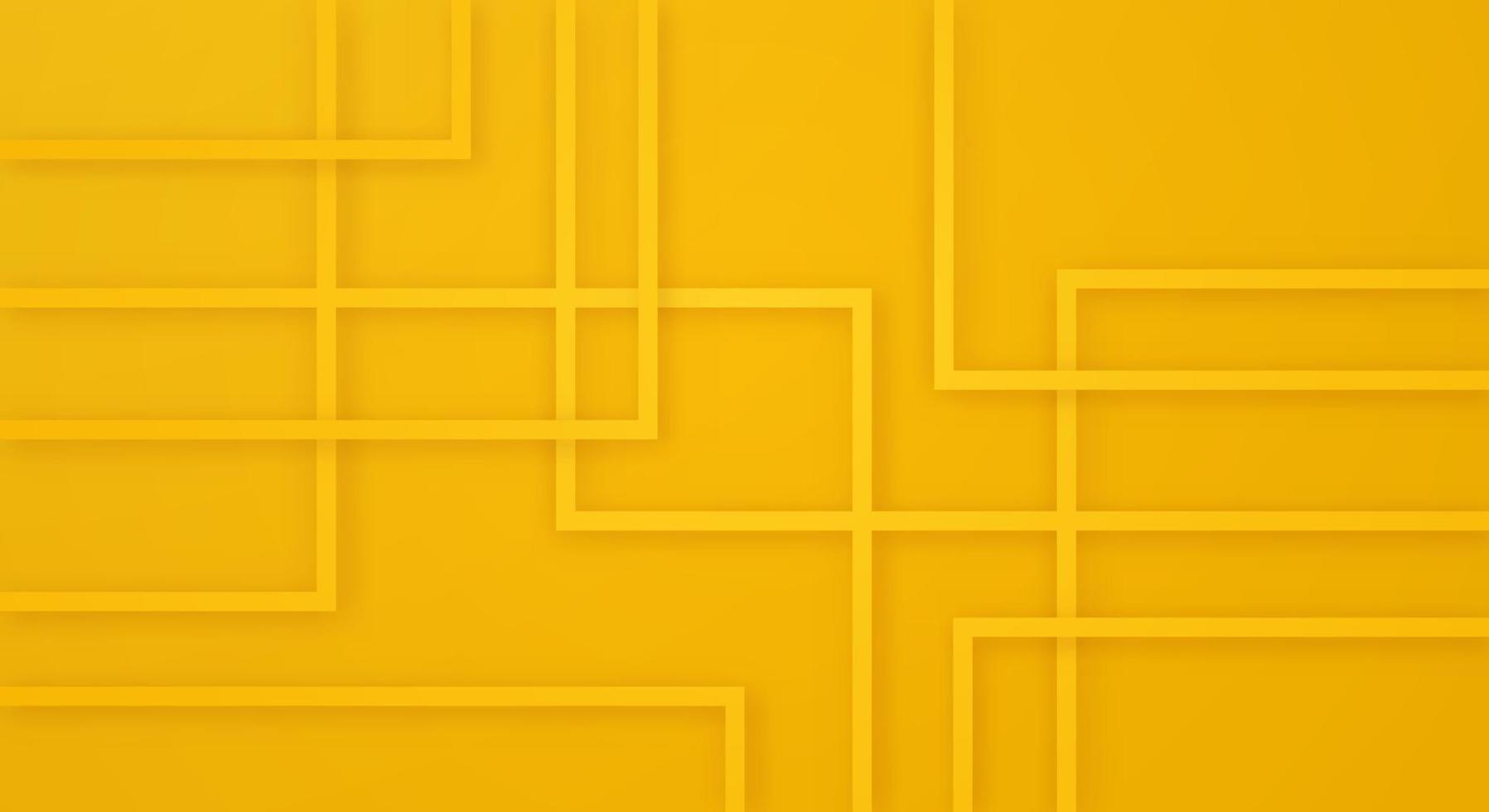 abstrakte geometrische 3d-quadratische streifenlinien papier geschnittener hintergrund mit realistischen dekorationsmustern der gelben farben vektor