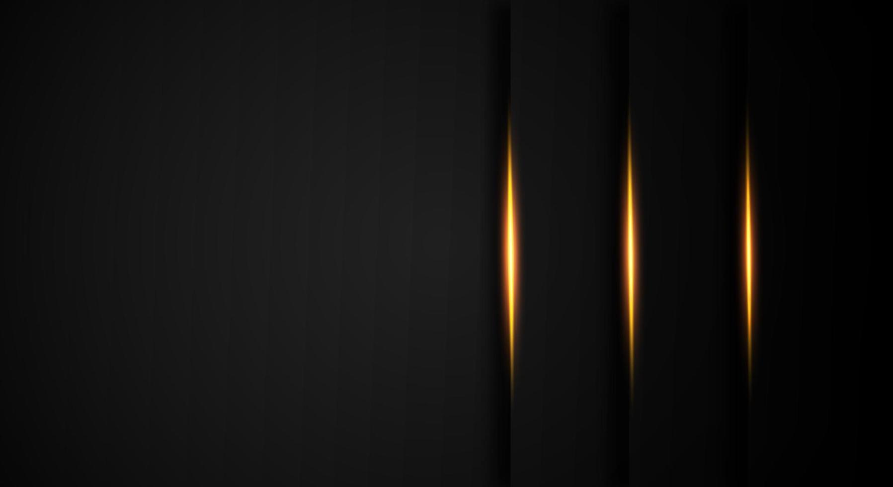 abstraktes Goldlicht auf schwarzem metallischem Schatten überschneidet sich mit modernem futuristischem Hintergrund des Leerraumdesigns vektor