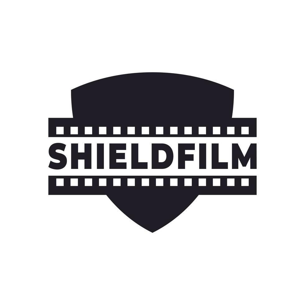 Filmstreifen im Schildrüstungssymbol. Inspiration für das sichere Logo-Design von Filmfilmproduktionen vektor