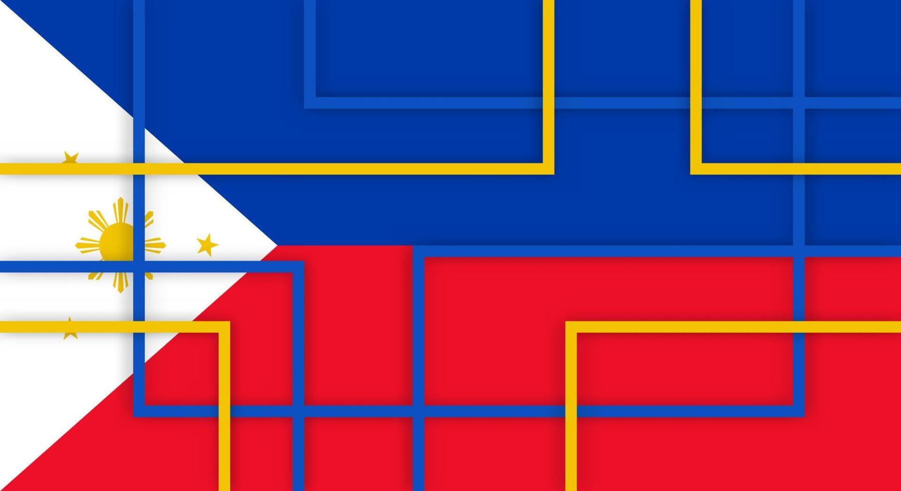 abstrakte geometrische quadratische streifenlinien papierschnitthintergrund mit flagge von philippinen vektor