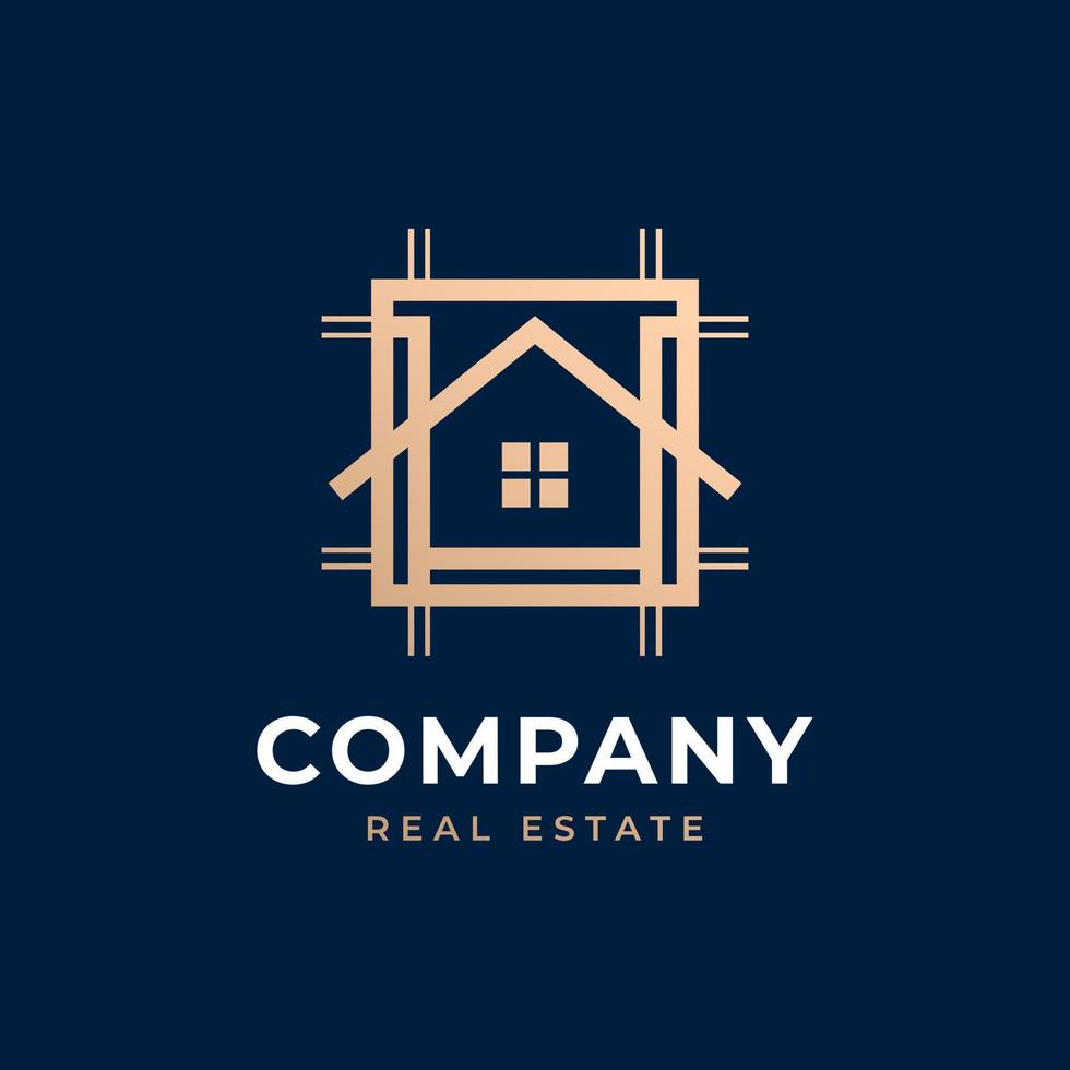 Immobilien-Logo-Set. kreative hauslogosammlung mit goldenem konzept für gebäude, architektur, haus, wohnung, hotellogoelement vektor