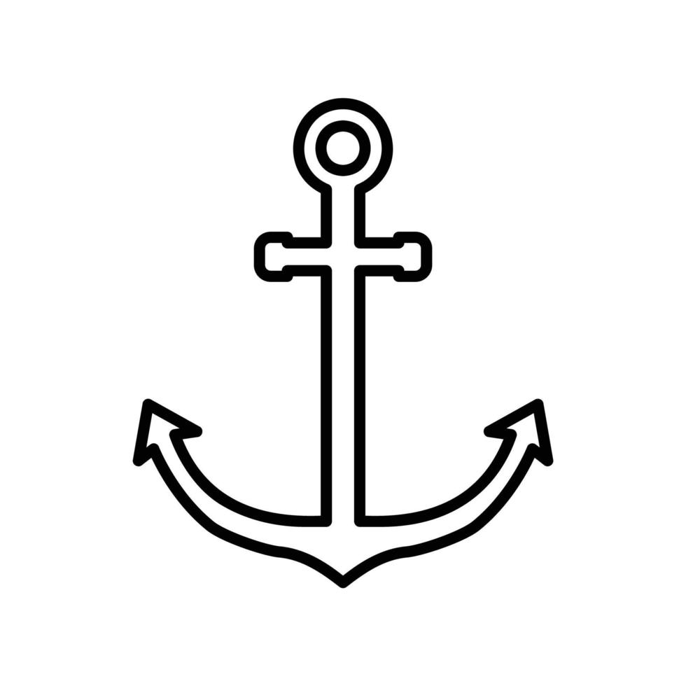 ankare ikon för marin eller kryssning fartyg i svart översikt stil vektor