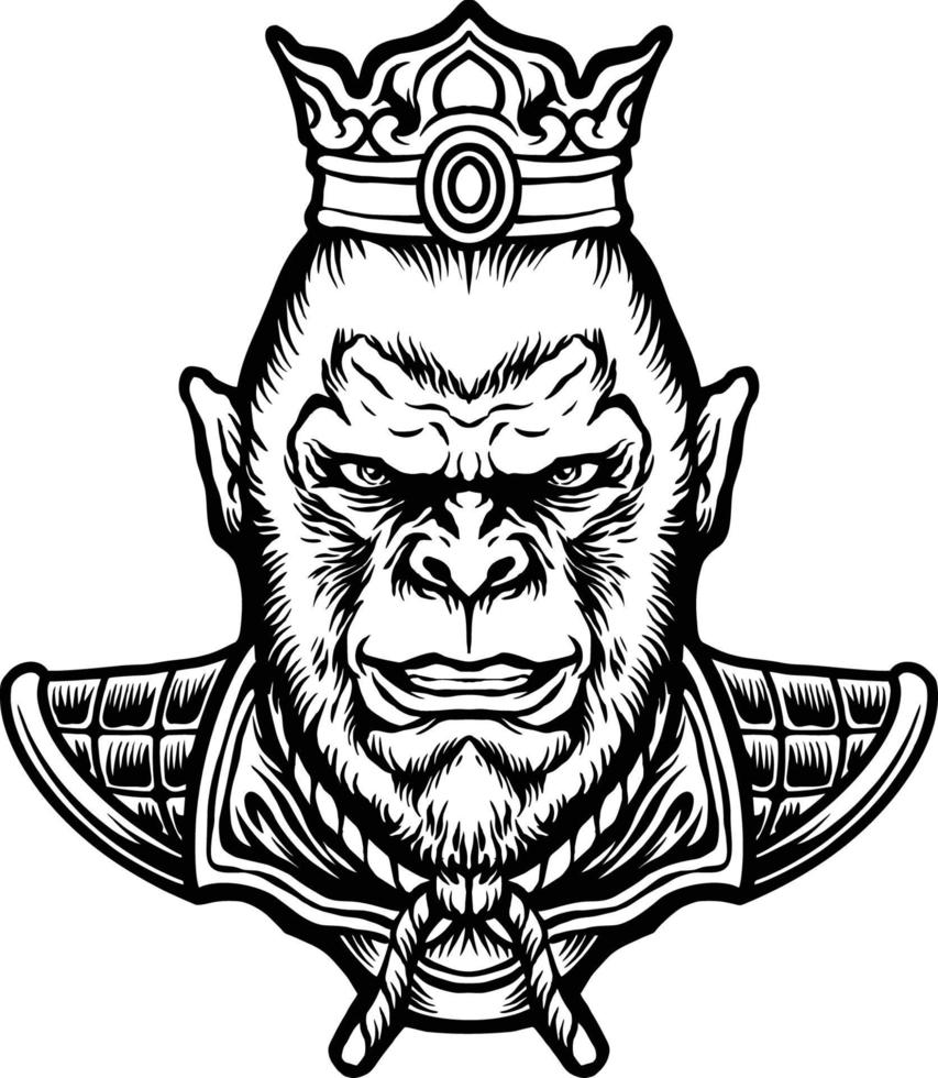 svartvit apa kung ClipArt vektor illustrationer för din arbete logotyp, maskot handelsvaror t-shirt, klistermärken och märka mönster, affisch, hälsning kort reklam företag företag eller märken.