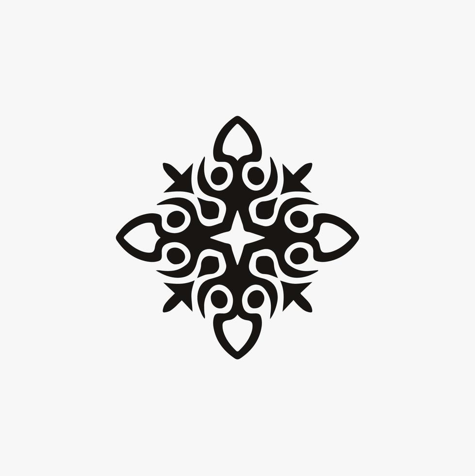 svart mandala symbol logotyp på vit bakgrund. stencil dekal tatuering design. platt vektor illustration.