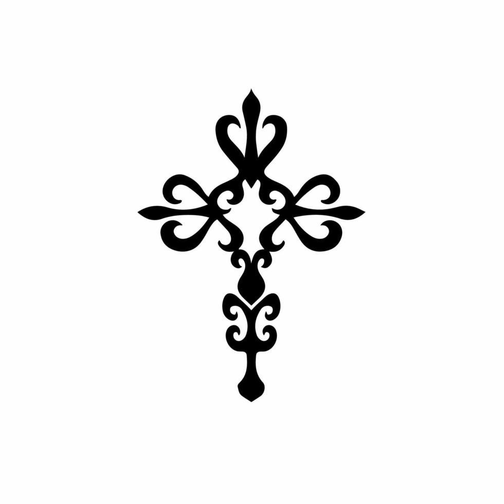 christliches Kreuzsymbol. Stammes-Tattoo-Design. Schablonenvektorillustration vektor