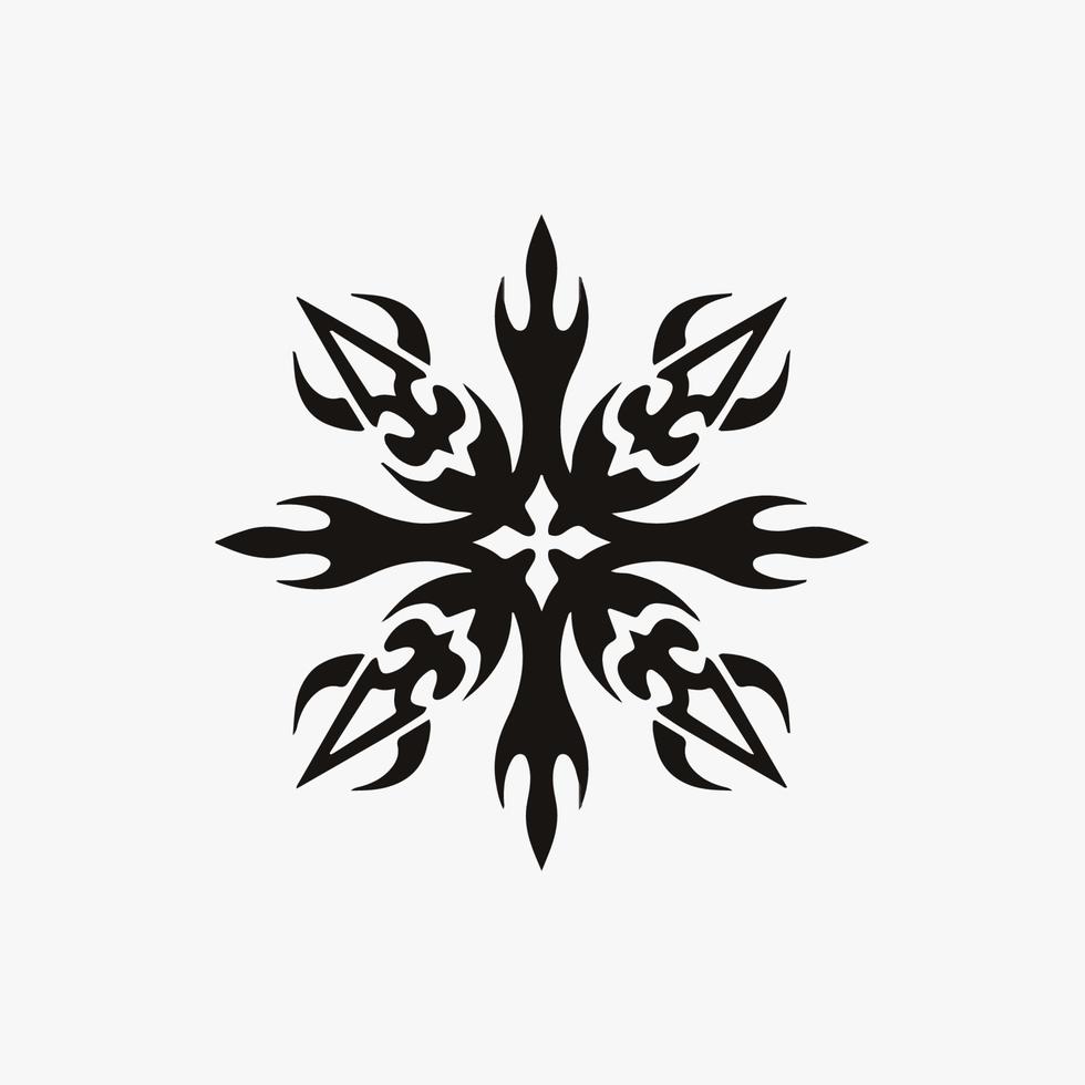 svart mandala symbol logotyp på vit bakgrund. stencil dekal tatuering design. platt vektor illustration.