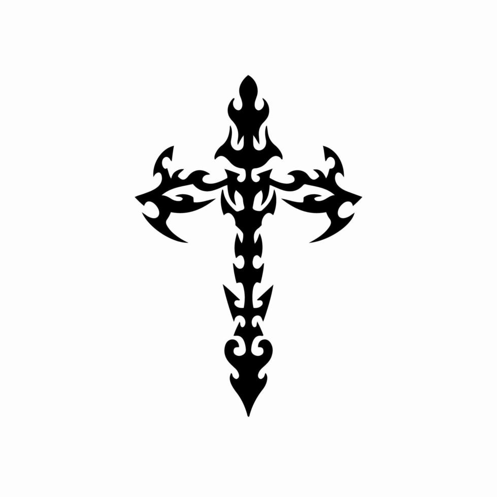 kristen korsa symbol. stam- tatuering design. stencil vektor illustration