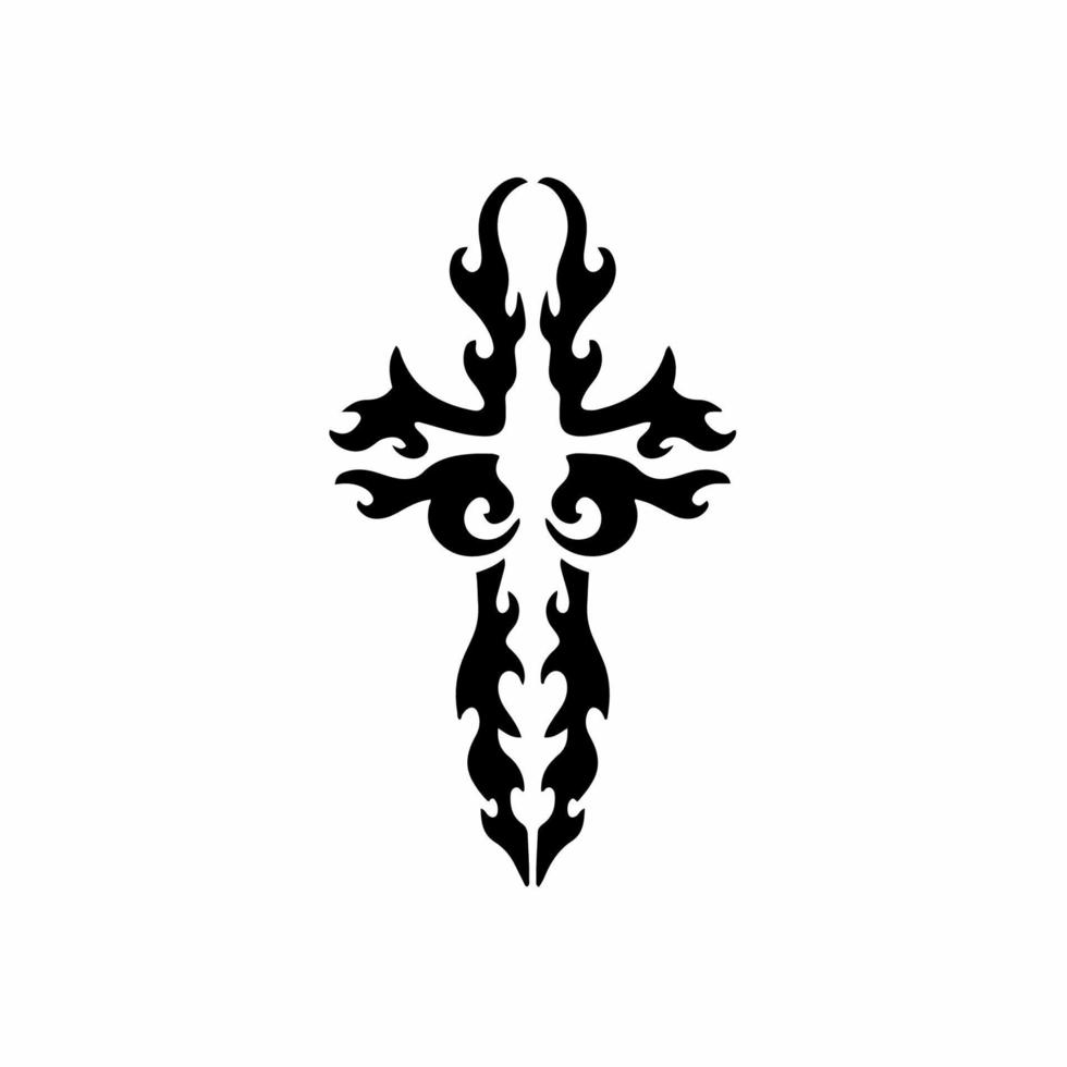 christliches Kreuzsymbol. Stammes-Tattoo-Design. Schablonenvektorillustration vektor