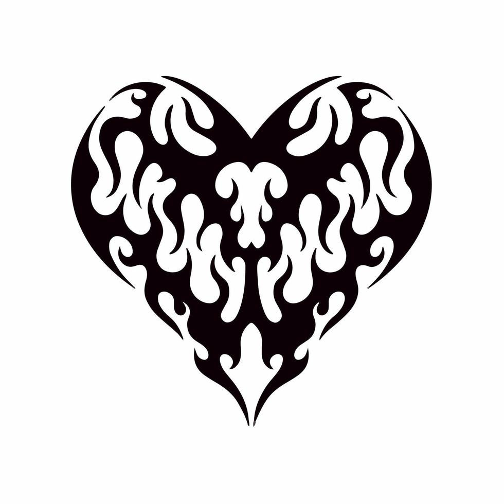 hjärta kärlek symbol logotyp på vit bakgrund. stam- stencil tatuering design begrepp. platt vektor illustration.