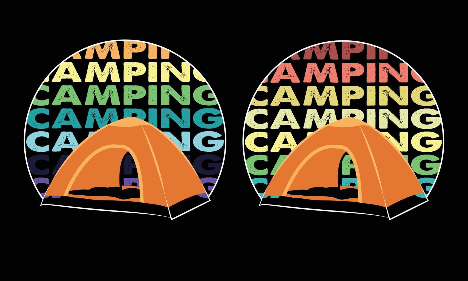 camping t-shirt linje konst design, camping vektor, och illustration linje konst design. vektor