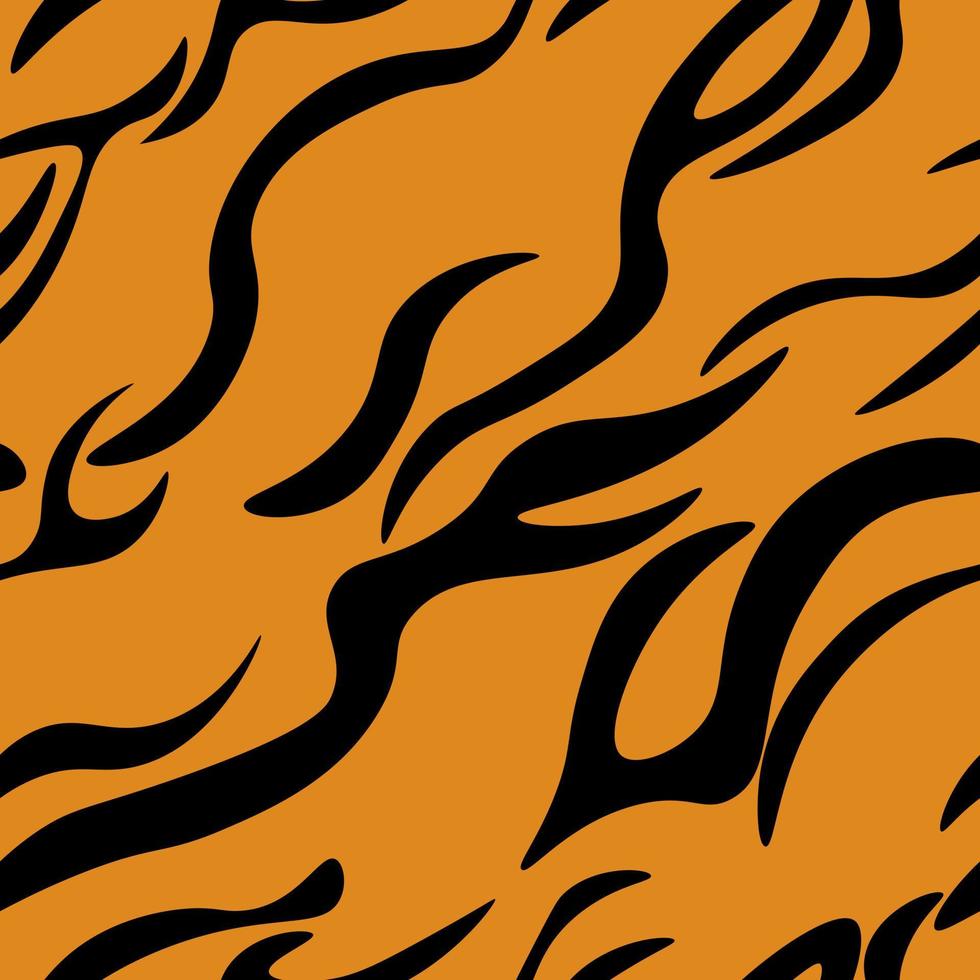 Tierdruck Musterdesign, Tierhaut Tiger Vektor Hintergrund schwarze Streifen auf Orange