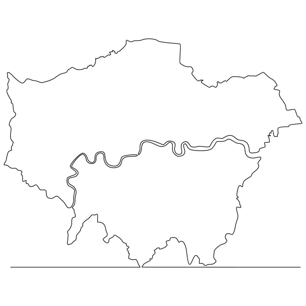 kontinuerlig linje teckning av Karta London stad England vektor linje konst illustration