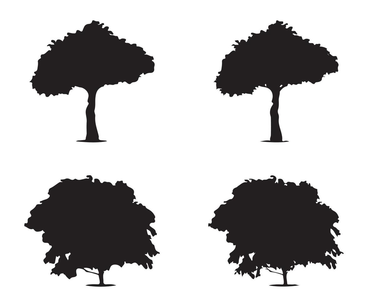 träd silhuett vektor. isolerat skog träd silhuetter i svart på vit bakgrund. vektor uppsättning av silhuetter av träd