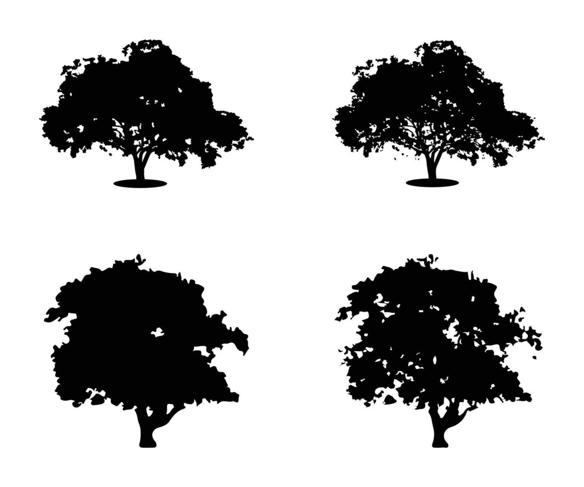 träd silhuett vektor. isolerat skog träd silhuetter i svart på vit bakgrund. vektor uppsättning av silhuetter av träd