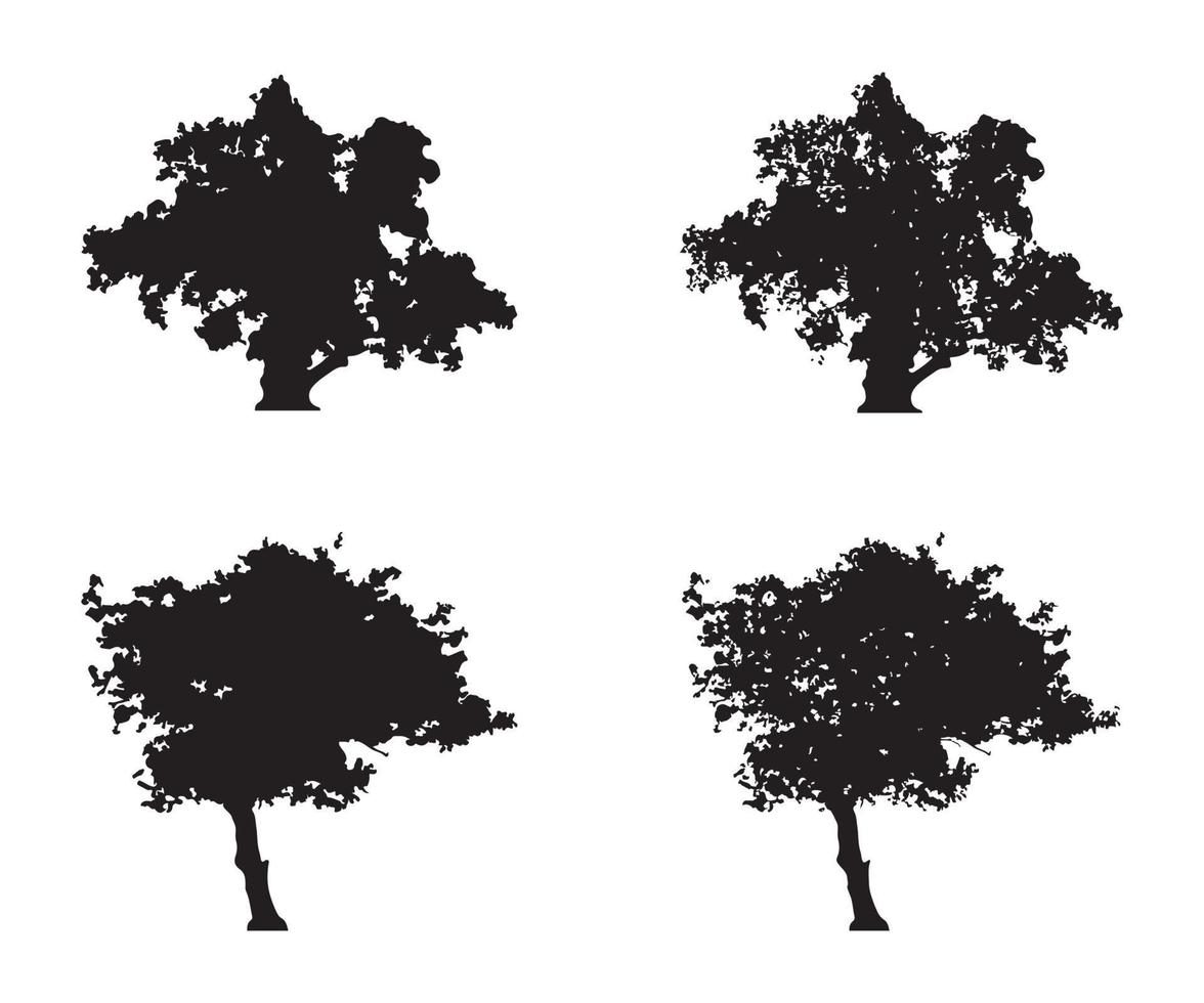 träd silhuett vektor. isolerat skog träd silhuetter i svart på vit bakgrund. vektor uppsättning av silhuetter av träd
