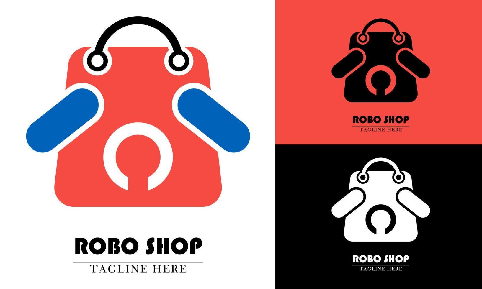 Roboter-Power-Element und Einkaufstasche Shopping Icon Logo Logo vektor