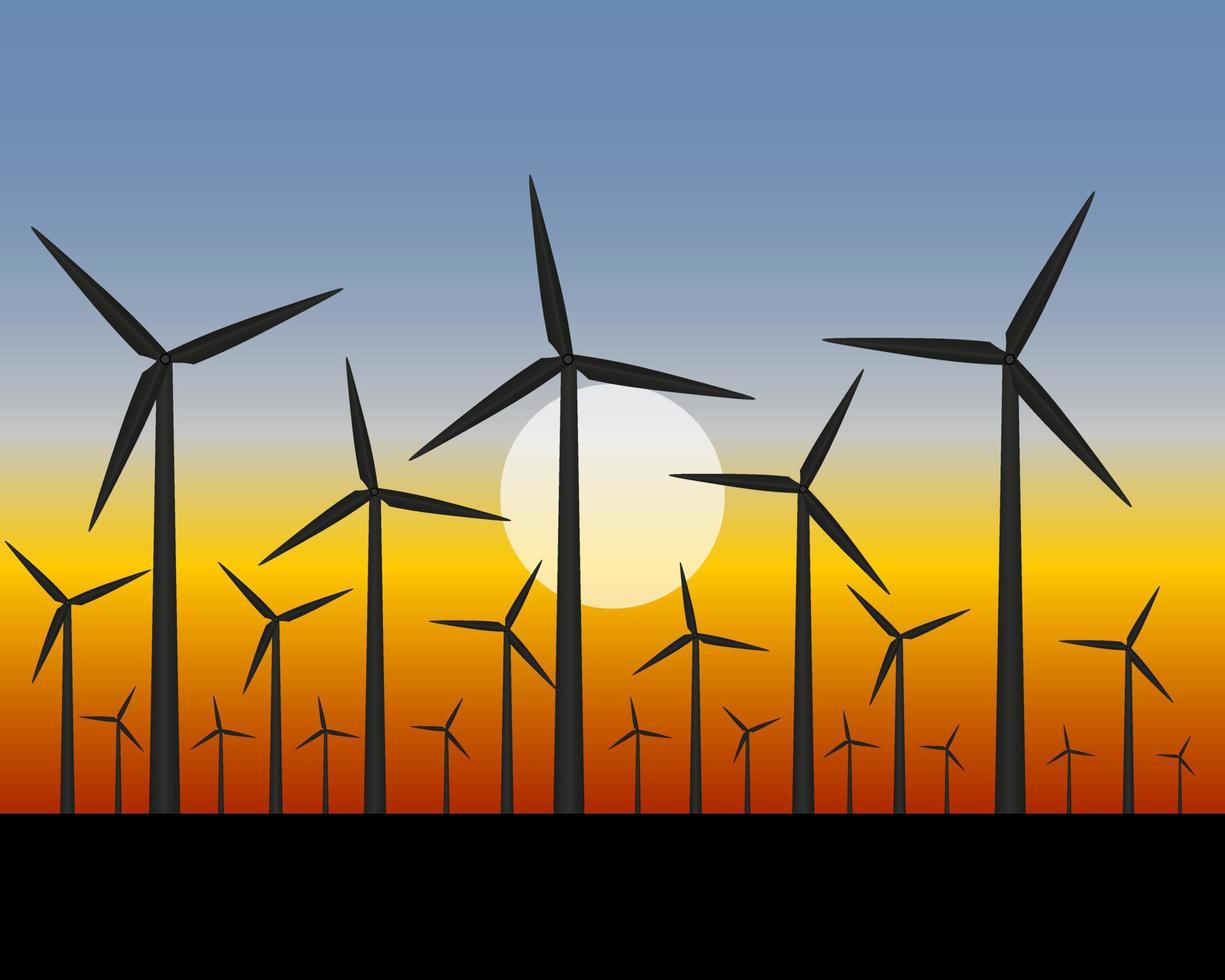 Windkraftanlagen zur Stromerzeugung im Feld vektor