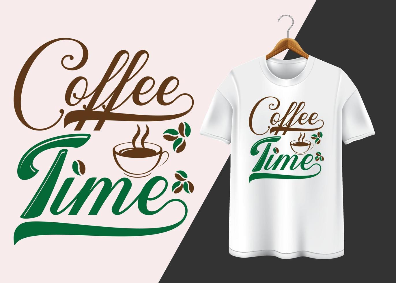 kaffe tid typografi t-shirt design vektor