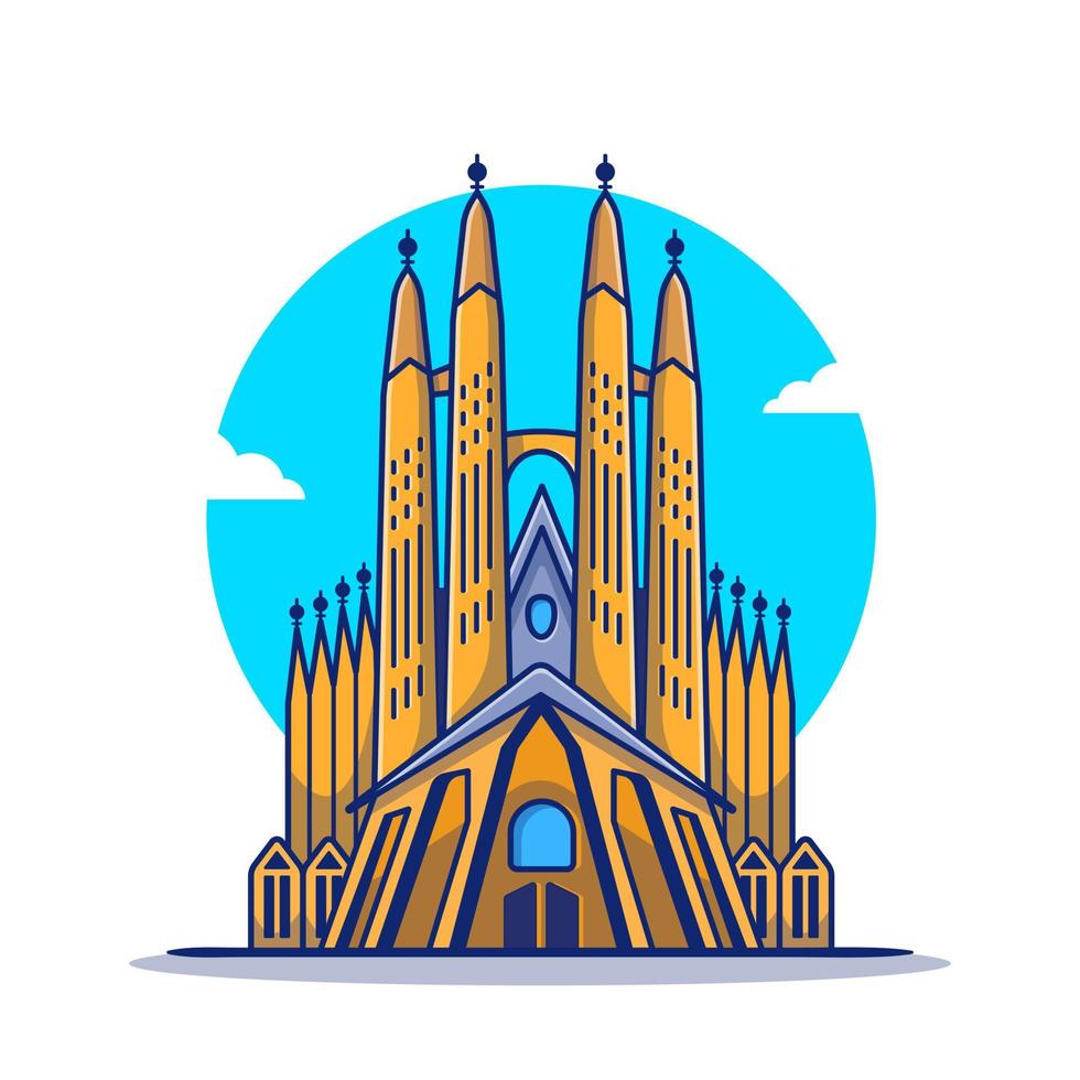 la sagrada familia cartoon vektor symbol illustration. berühmtes gebäude reisendes symbolkonzept isolierter premium-vektor. flacher Cartoon-Stil