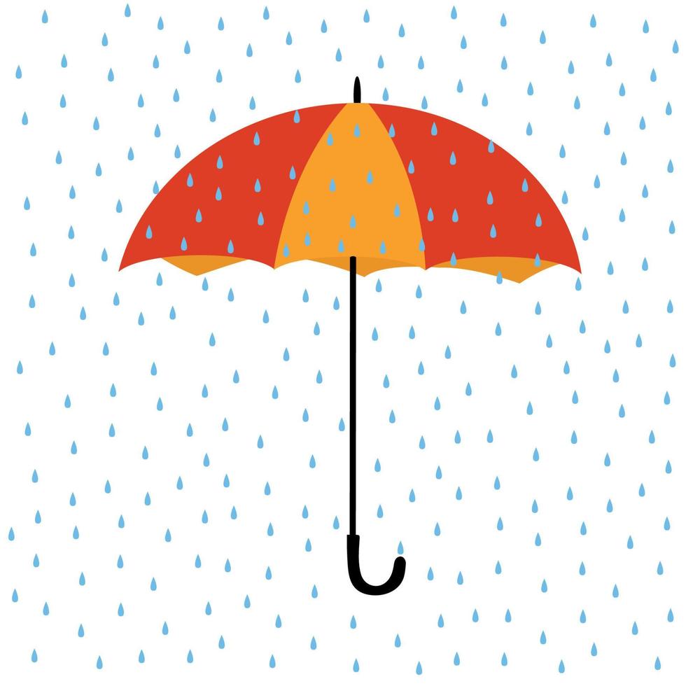 Regenschirm und blaue Regentropfen. Vektor-Illustration isoliert auf weißem Hintergrund. vektor