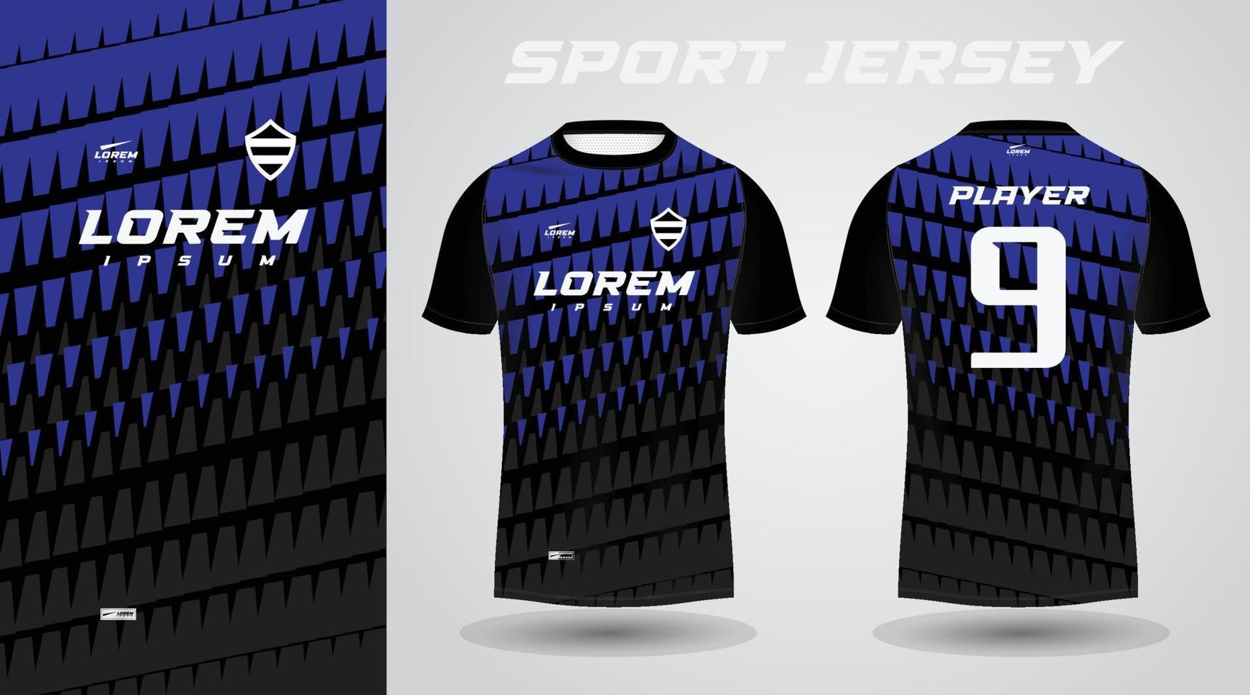 svart blå t-shirt sporttröja design vektor