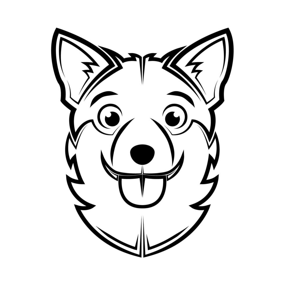 Schwarz-Weiß-Strichzeichnungen des Hundekopfes. gute verwendung für symbol, maskottchen, symbol, avatar, tätowierung, t-shirt-design, logo oder jedes design vektor