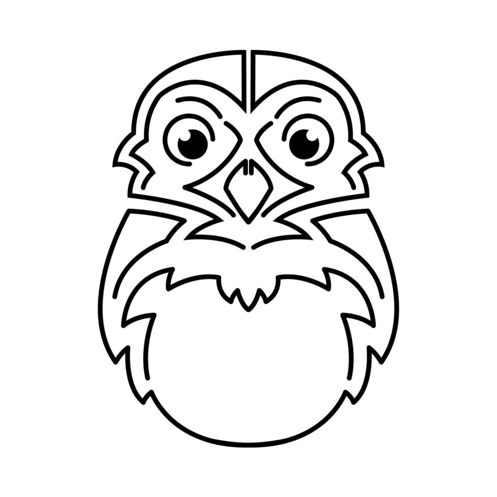 Schwarz-Weiß-Strichzeichnungen des Eulenkopfes. gute verwendung für symbol, maskottchen, symbol, avatar, tätowierung, t-shirt design, logo oder jedes design. vektor