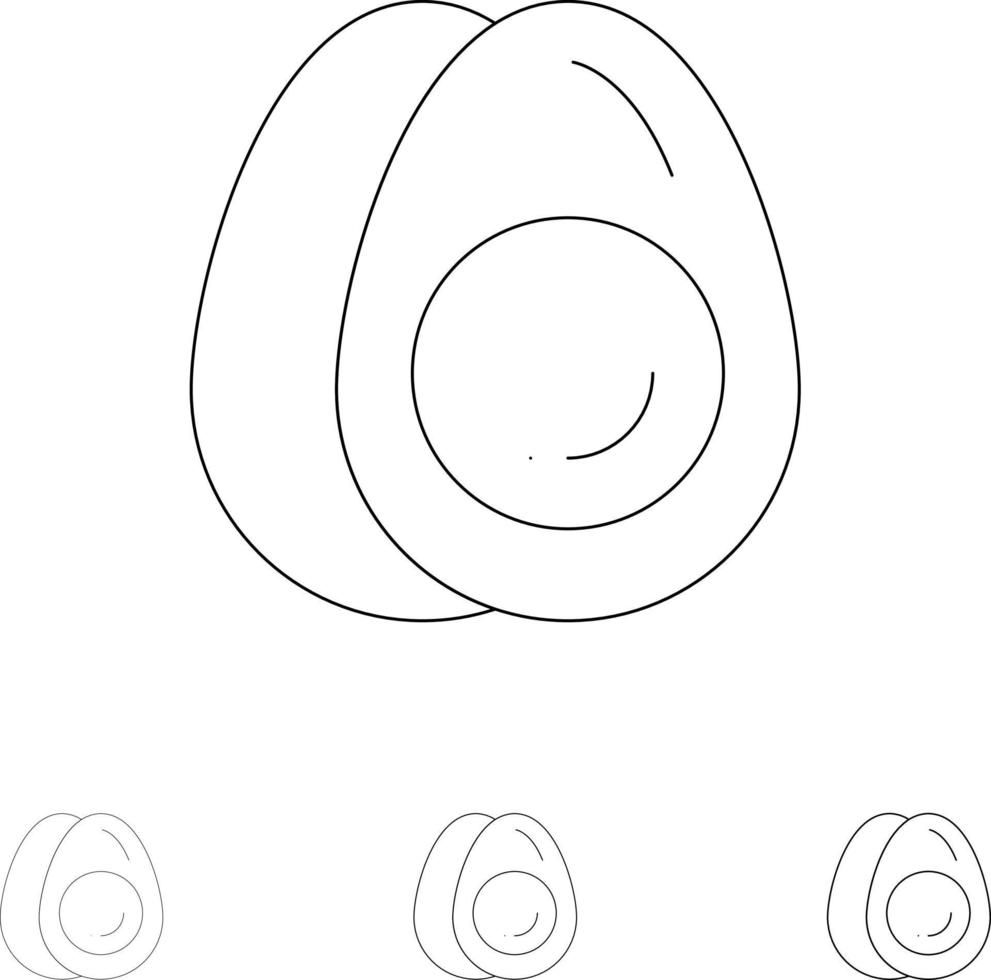 ägg ägg Semester påsk djärv och tunn svart linje ikon uppsättning vektor