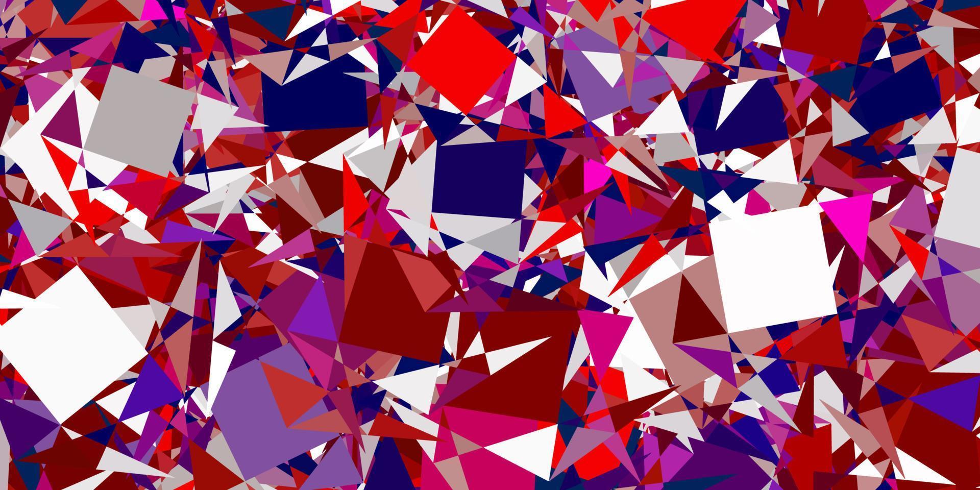 hellblaues, rotes Vektormuster mit polygonalen Formen. vektor