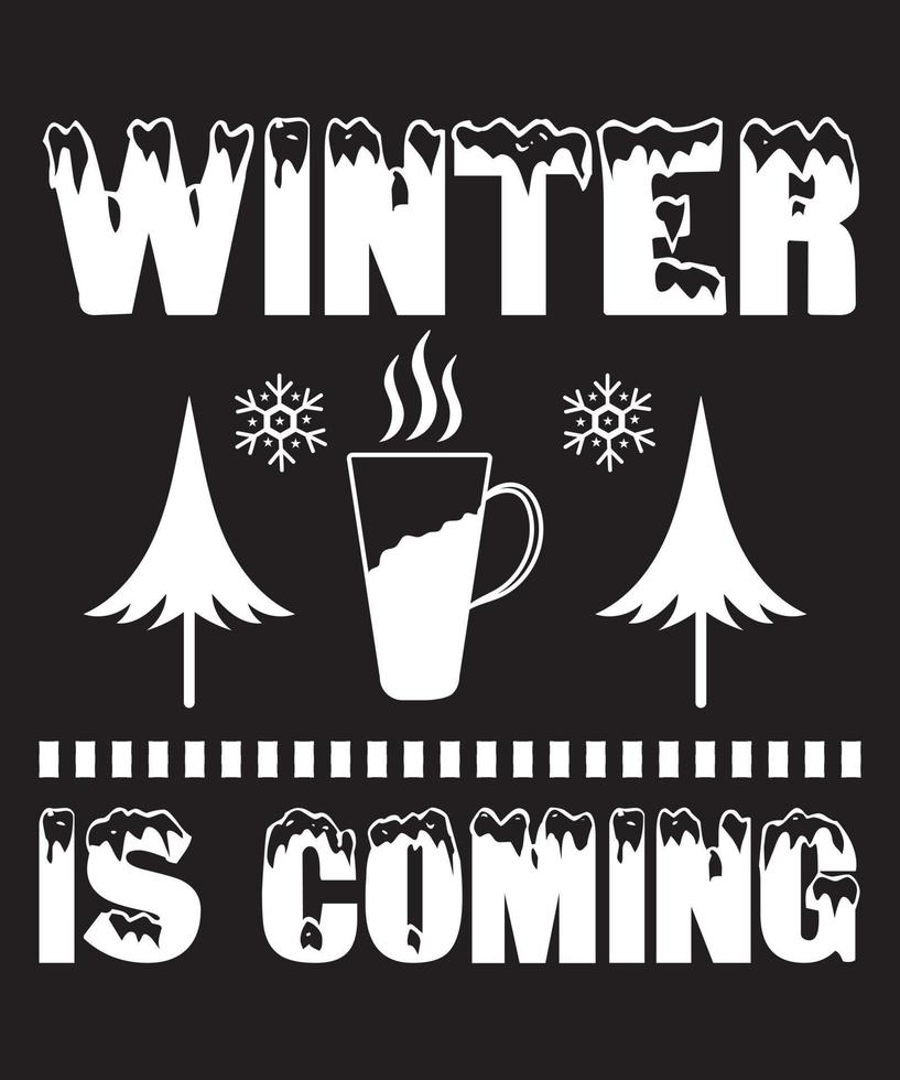 vinter- är kommande vektor t-shirt design mall