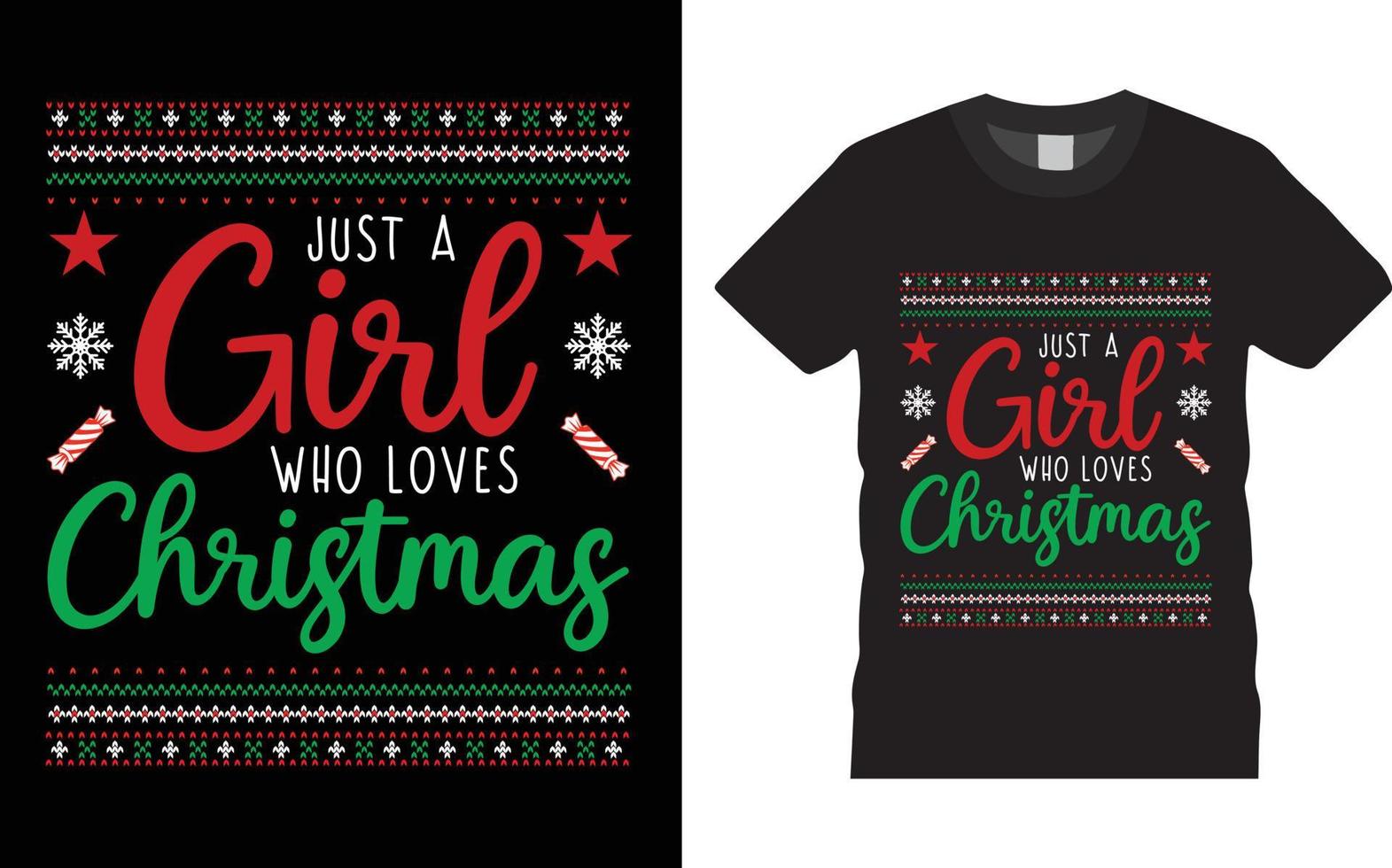 nur ein Mädchen, das Weihnachtst-shirt design.eps liebt vektor