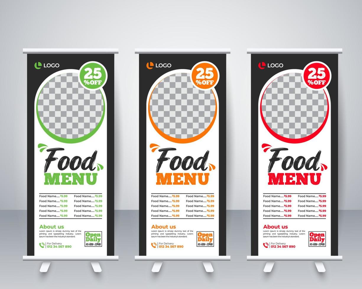 kreative fast-food-roll-up-banner-design-vorlage vektor