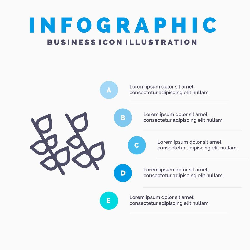 ekologi blad natur vår linje ikon med 5 steg presentation infographics bakgrund vektor